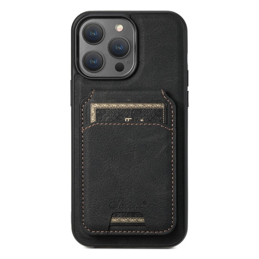 Suteni H17 Litchi Texture Leather MagSafe Detachable Wallet Phone Case, For iPhone 15 Pro, For iP...
