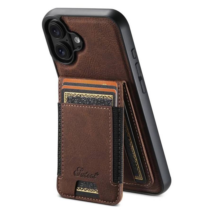 Suteni H17 Litchi Texture Leather MagSafe Detachable Wallet Phone Case, For iPhone 18, For iPhone...