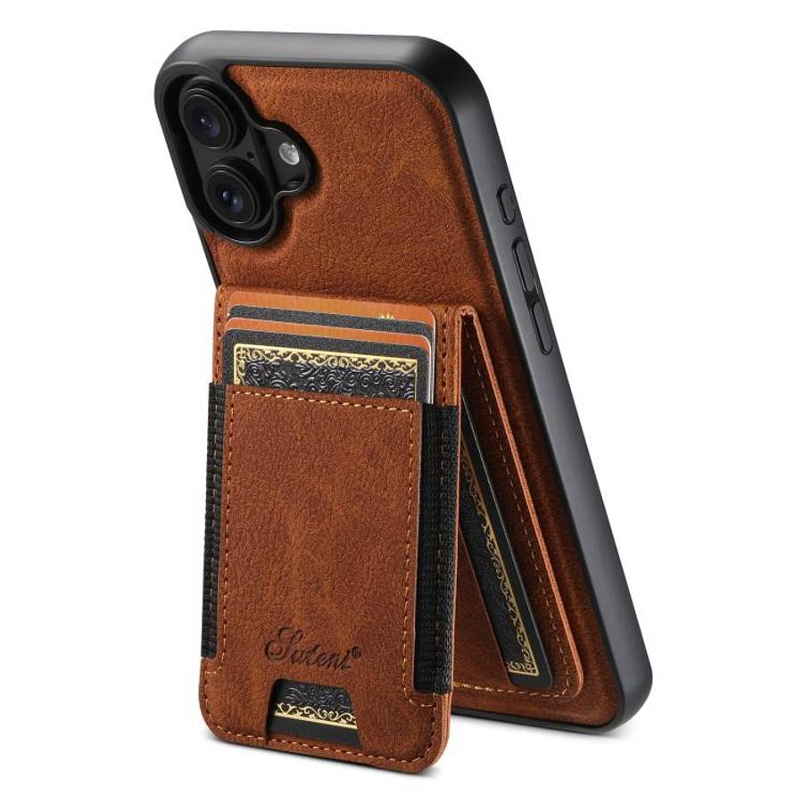 Suteni H17 Litchi Texture Leather MagSafe Detachable Wallet Phone Case, For iPhone 18, For iPhone...