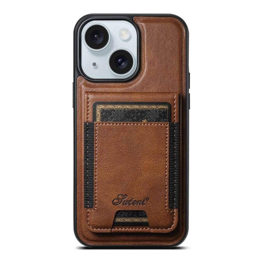 Suteni H17 Oil Eax Leather MagSafe Detachable Wallet Phone Case, For iPhone 16 Plus, For iPhone 1...