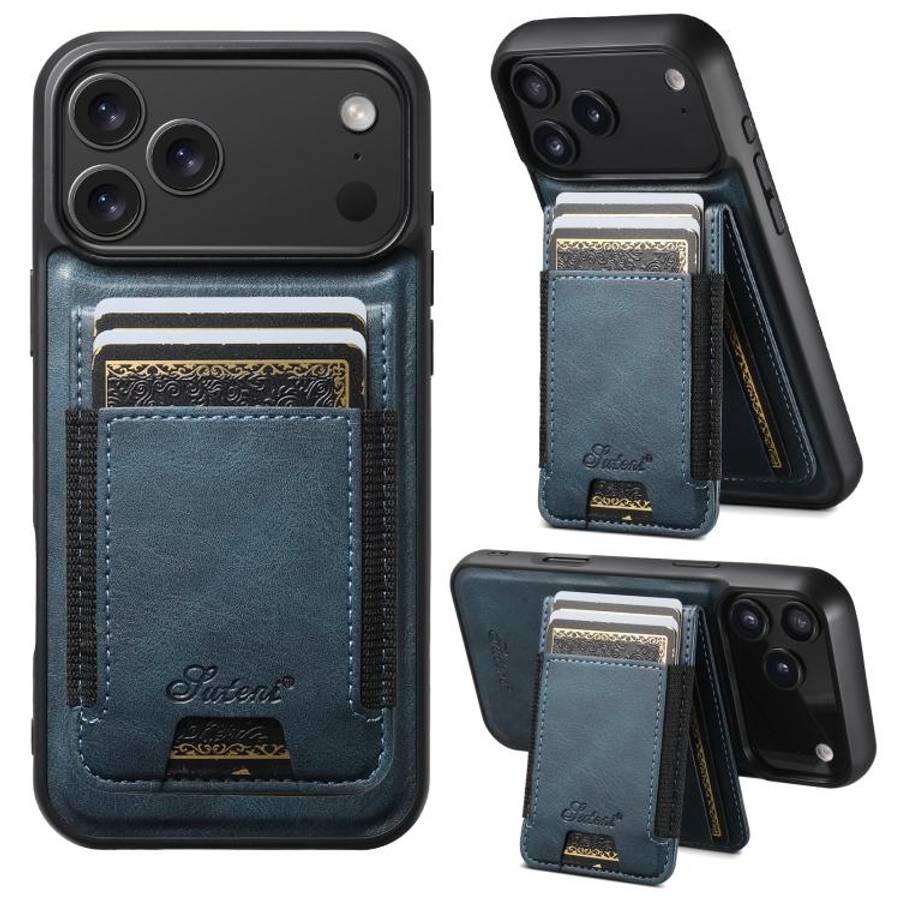 Suteni H17 Oil Eax Leather MagSafe Detachable Wallet Phone Case, For iPhone 18, For iPhone 18 Pro...