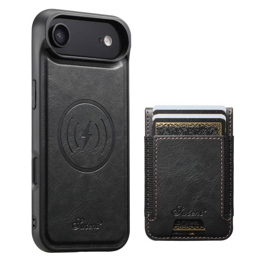 Suteni H17 Oil Eax Leather MagSafe Detachable Wallet Phone Case, For iPhone 18, For iPhone 18 Pro...