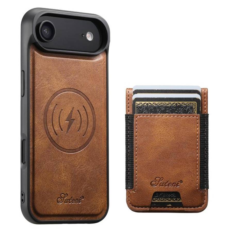 Suteni H17 Oil Eax Leather MagSafe Detachable Wallet Phone Case, For iPhone 18, For iPhone 18 Pro...