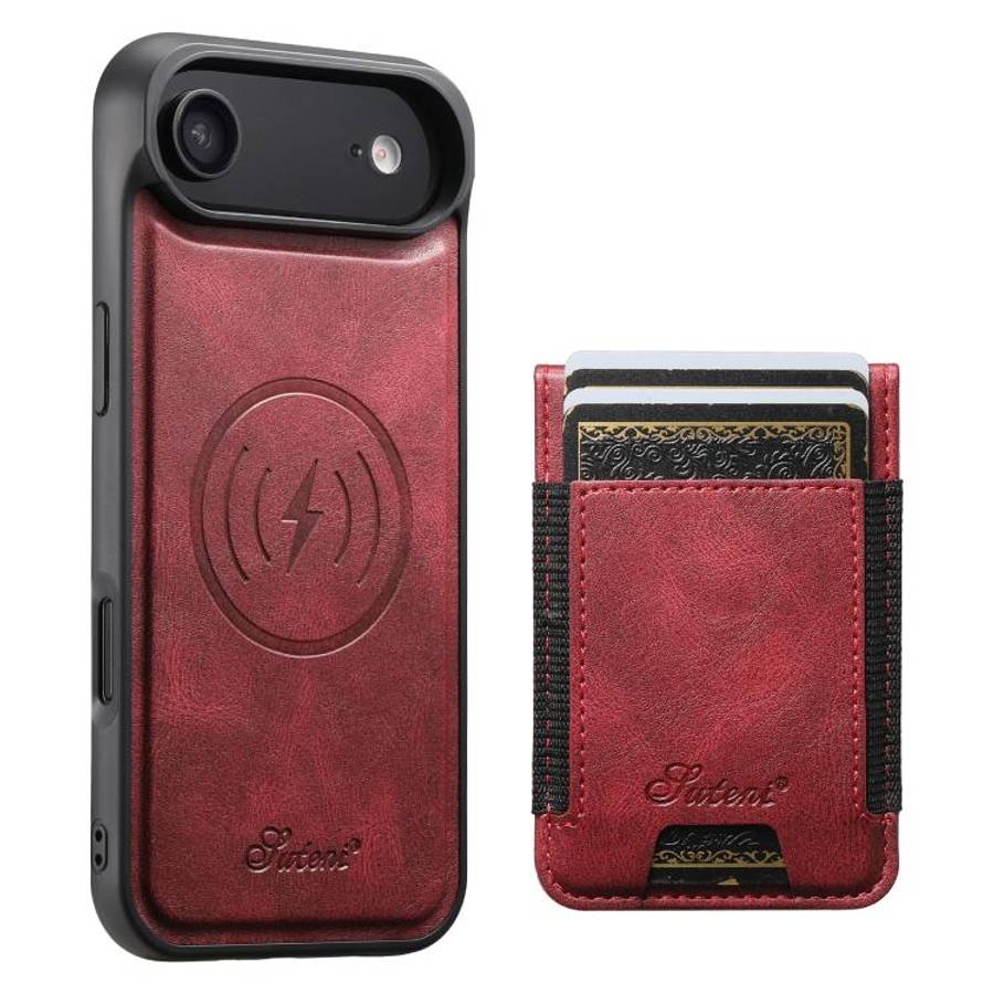 Suteni H17 Oil Eax Leather MagSafe Detachable Wallet Phone Case, For iPhone 18, For iPhone 18 Pro...