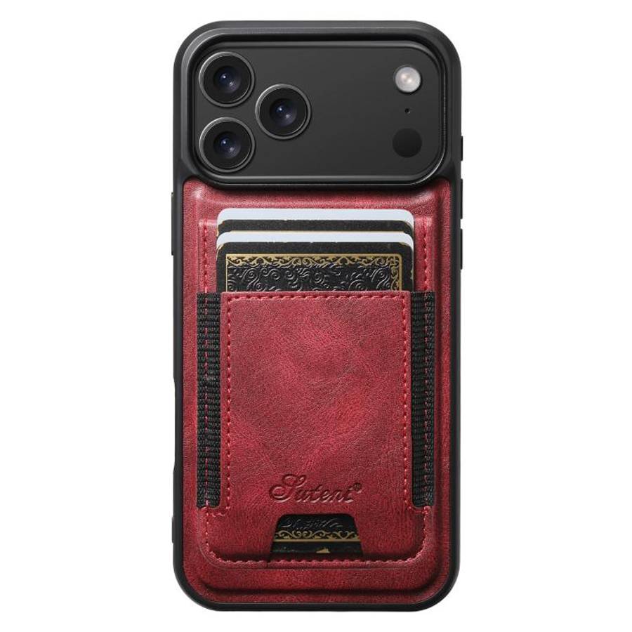 Suteni H17 Oil Eax Leather MagSafe Detachable Wallet Phone Case, For iPhone 18, For iPhone 18 Pro...
