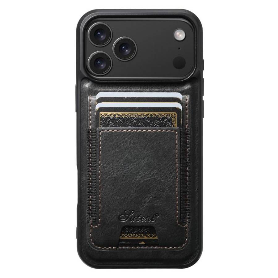 Suteni H17 Oil Eax Leather MagSafe Detachable Wallet Phone Case, For iPhone 18, For iPhone 18 Pro...