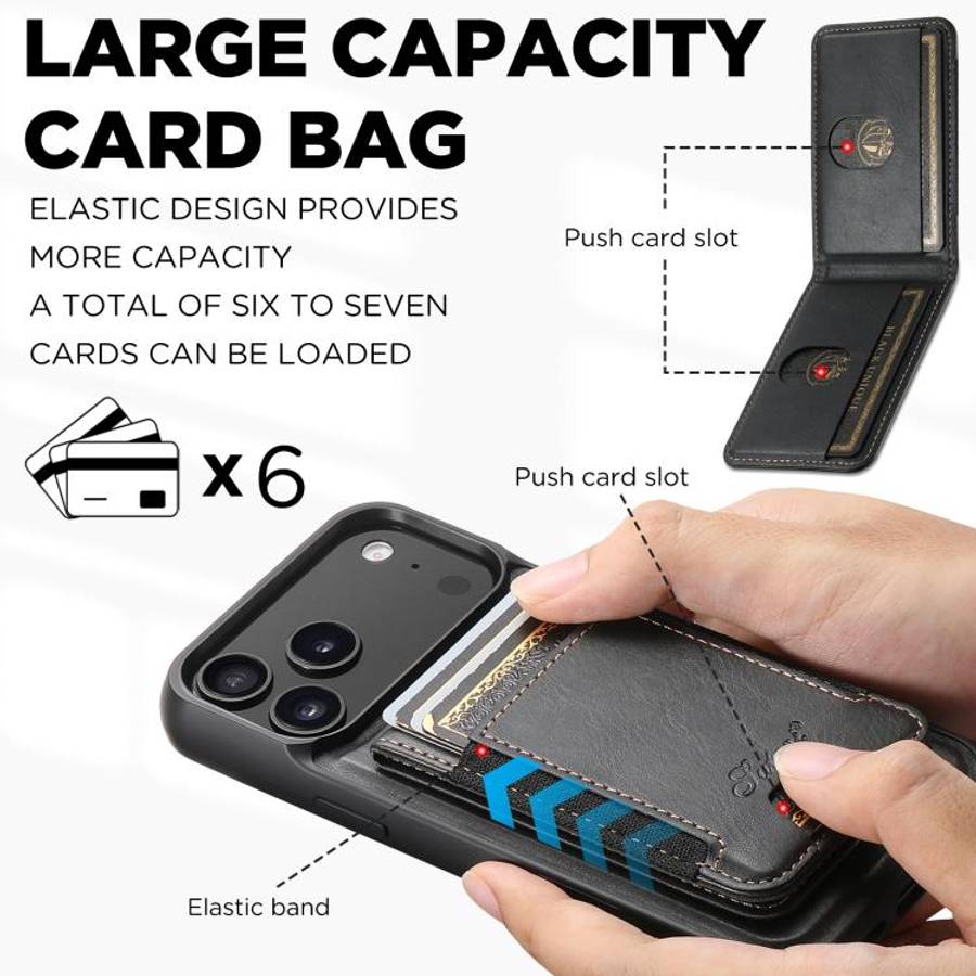 Suteni H17 Oil Eax Leather MagSafe Detachable Wallet Phone Case, For iPhone 18, For iPhone 18 Pro...