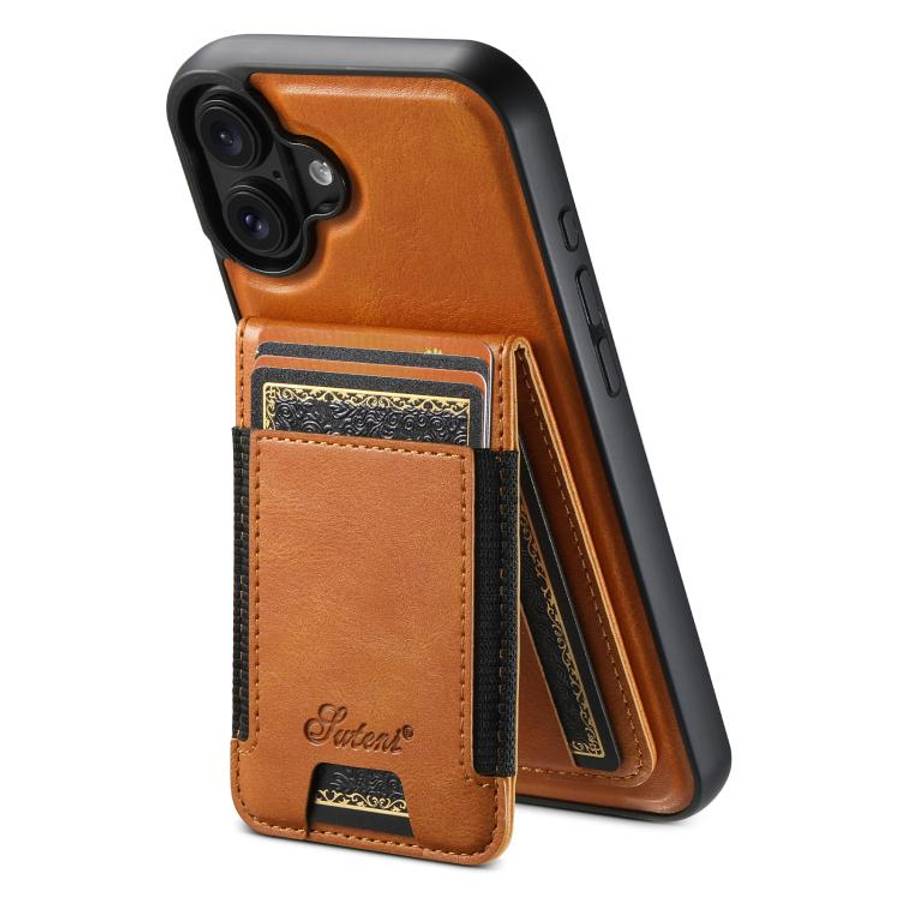 Suteni H17 Oil Eax Leather MagSafe Detachable Wallet Phone Case, For iPhone 18, For iPhone 18 Pro...
