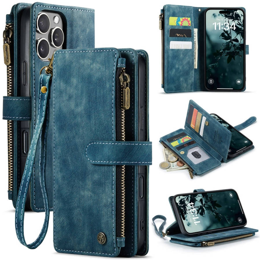 CaseMe C30 Card Slots Zipper Wallet Leather Phone Case, For iPhone 17e / 16e, For iPhone 17 Pro M...
