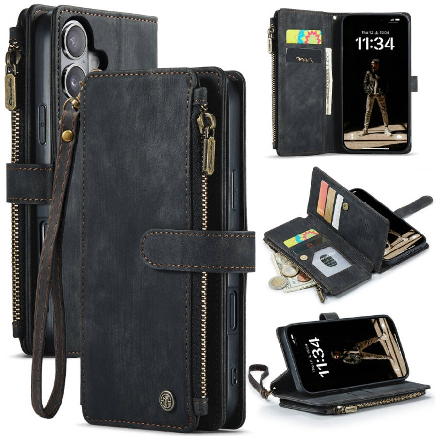 CaseMe C30 Card Slots Zipper Wallet Leather Phone Case, For iPhone 17e / 16e, For iPhone 17 Pro M...