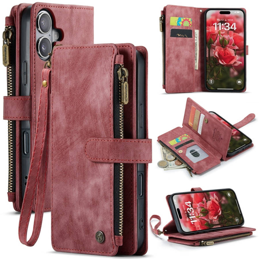 CaseMe C30 Card Slots Zipper Wallet Leather Phone Case, For iPhone 17e / 16e, For iPhone 17 Pro M...