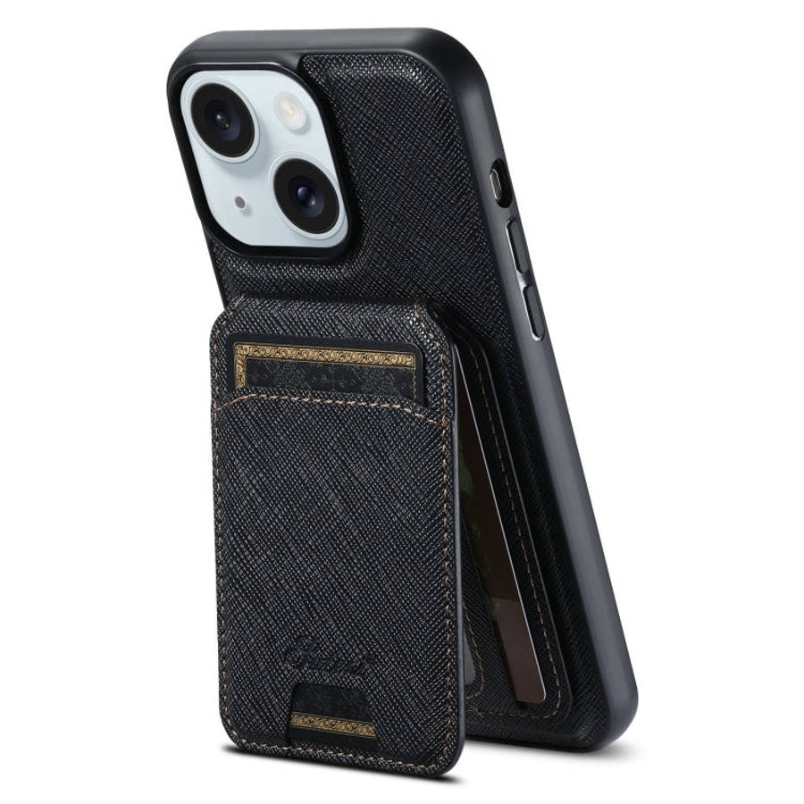 Suteni H18 Cross Grain MagSafe Wallet Leather Phone Case, For iPhone 18, For iPhone 18 Pro, For i...