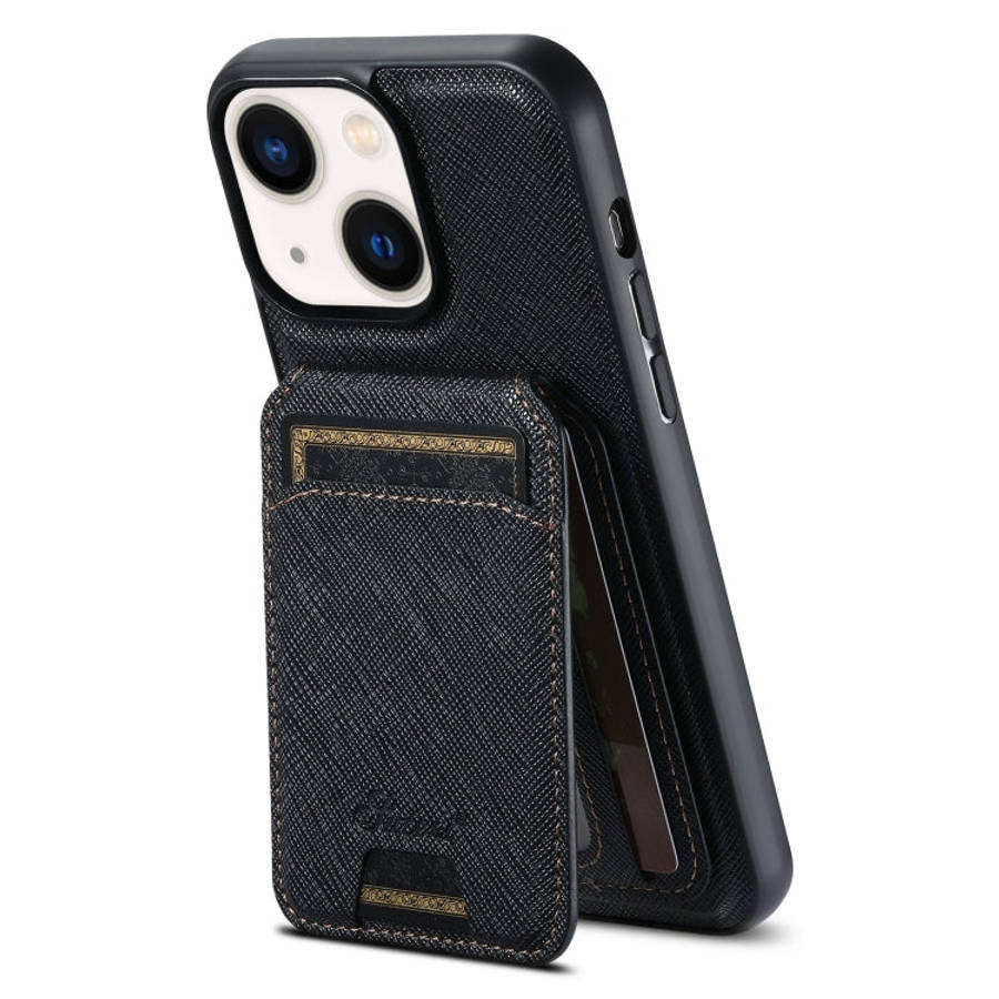 Suteni H18 Cross Grain MagSafe Wallet Leather Phone Case, For iPhone 18, For iPhone 18 Pro, For i...