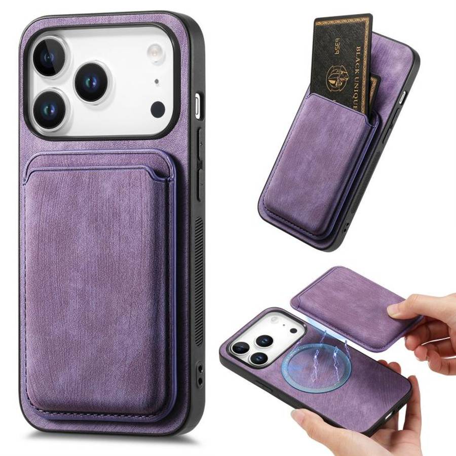 Retro Leather Card Bag Magnetic Phone Case, For iPhone 17e / 16e, For iPhone 17 Pro Max, For iPho...