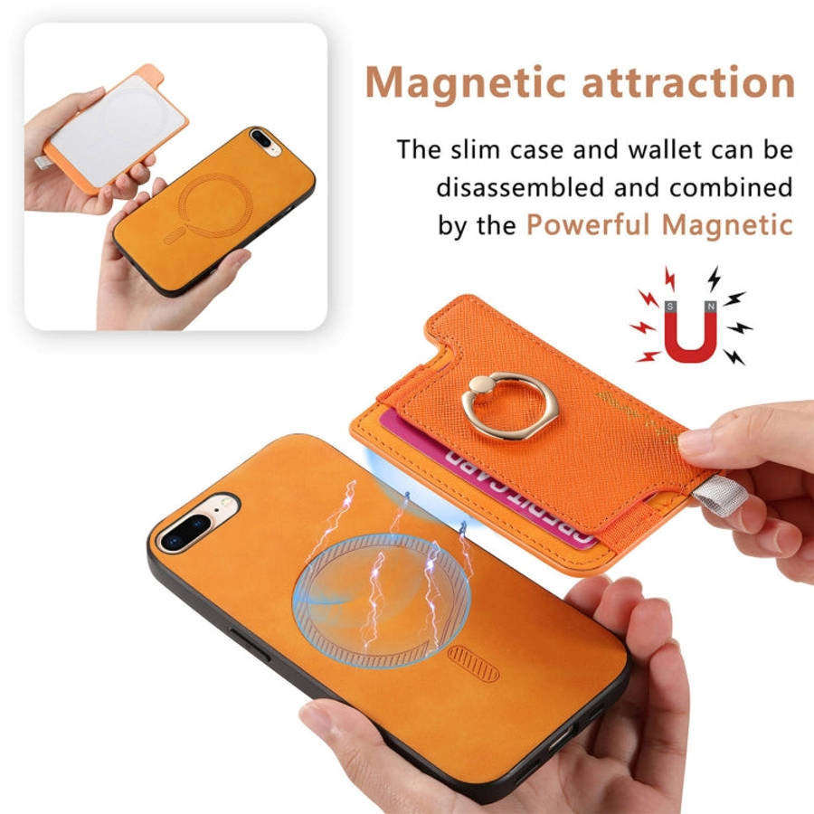 Retro Magsafe Cross Leather Ring Holder Card Bag Phone Case, For iPhone XR, For iPhone XS Max, Fo...