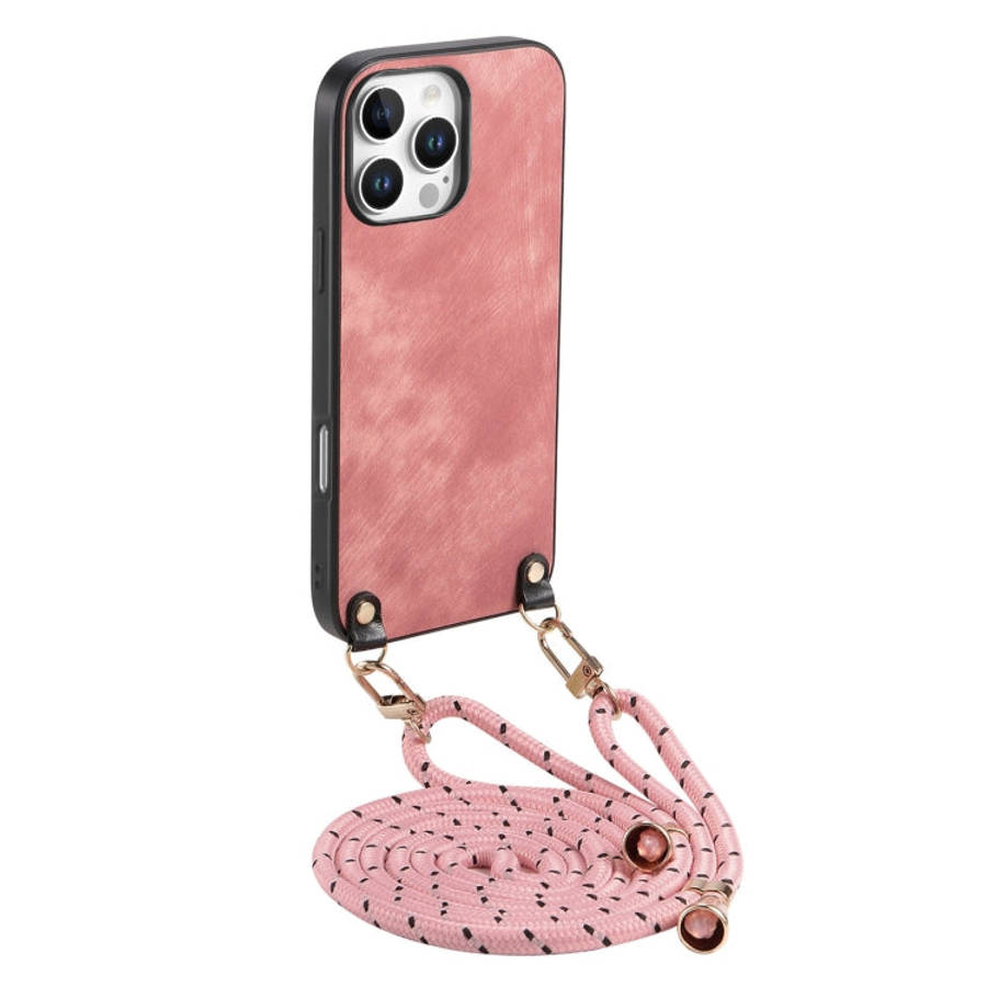 Vintage Leather PC Back Cover Phone Case with Crossbody Strap, For  iPhone 17e / 16e, For iPhone ...