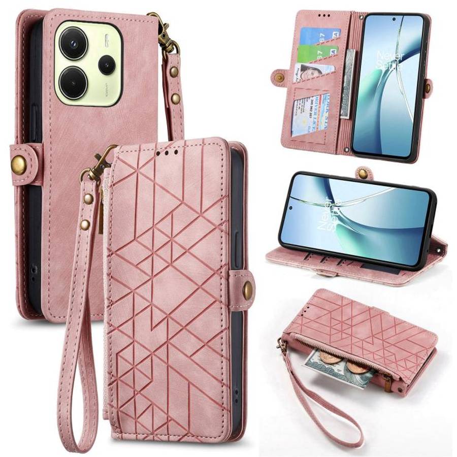 Geometric Zipper Wallet Side Buckle Leather Phone Case, For Xiaomi 17 Pro Max, For Xiaomi 17 Pro,...