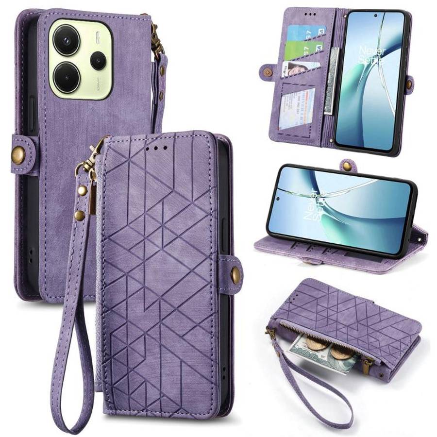 Geometric Zipper Wallet Side Buckle Leather Phone Case, For Xiaomi 17 Pro Max, For Xiaomi 17 Pro,...