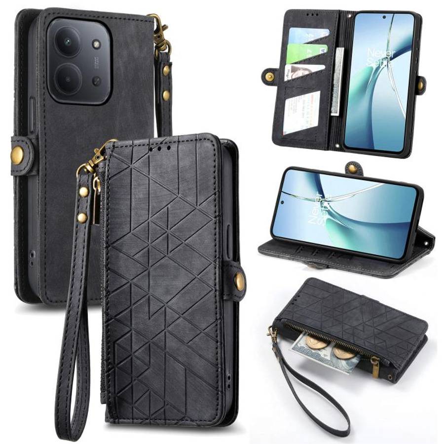 Geometric Zipper Wallet Side Buckle Leather Phone Case, For Xiaomi 17 Pro Max, For Xiaomi 17 Pro,...