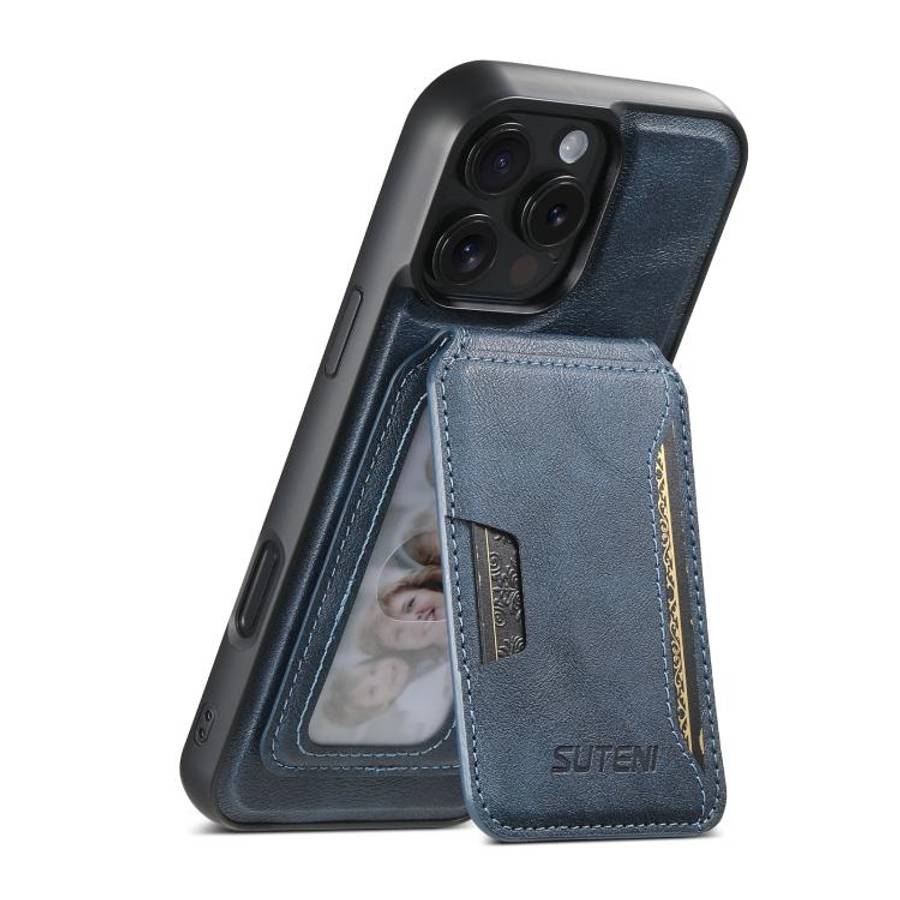 Suteni M3 Card Bag MagSafe Cowhide Texture Leather Phone Case, For iPhone 18, For iPhone 18 Pro, ...