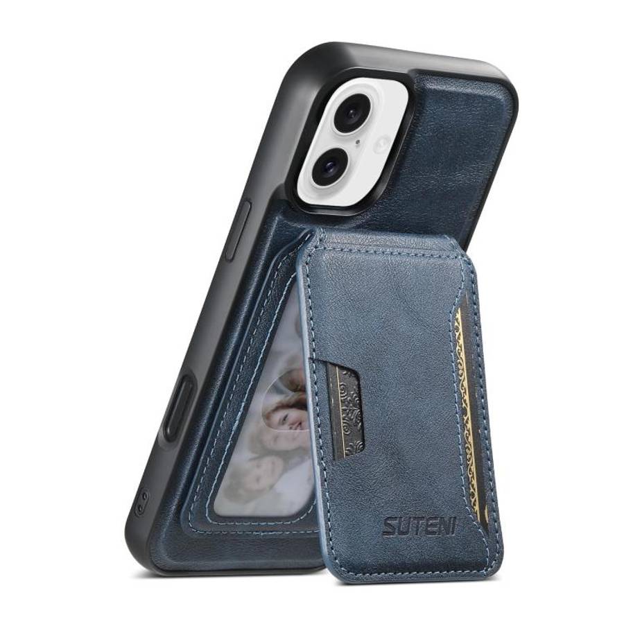 Suteni M3 Card Bag MagSafe Cowhide Texture Leather Phone Case, For iPhone 18, For iPhone 18 Pro, ...