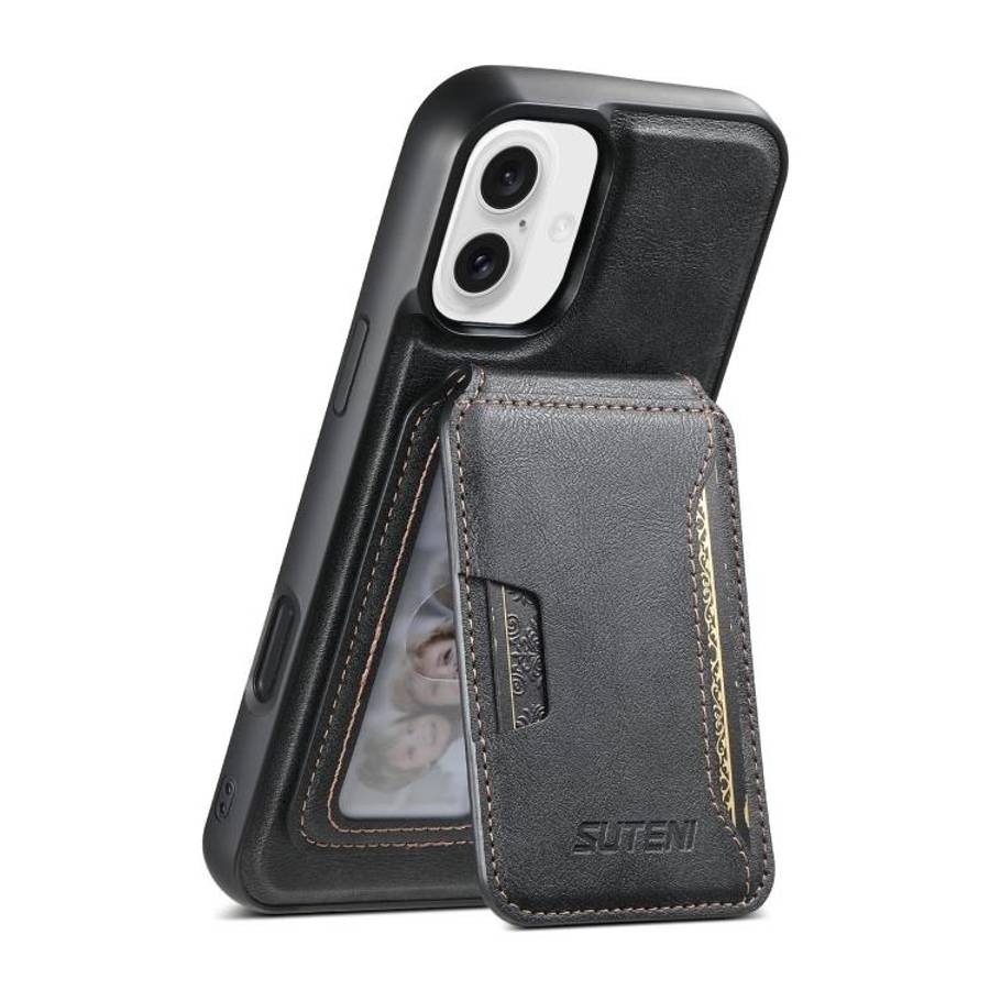 Suteni M3 Card Bag MagSafe Cowhide Texture Leather Phone Case, For iPhone 18, For iPhone 18 Pro, ...