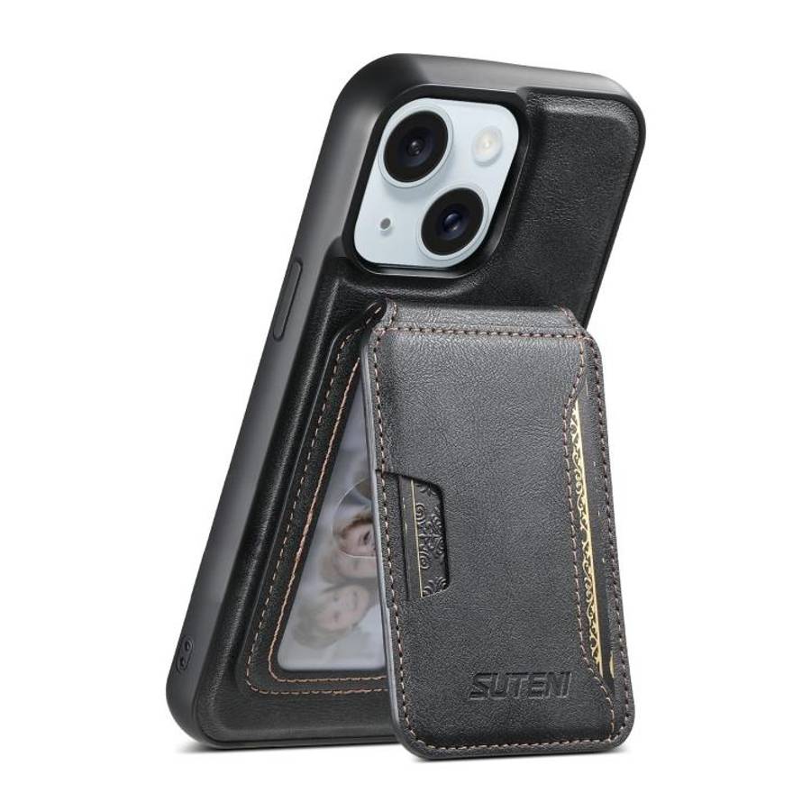 Suteni M3 Card Bag MagSafe Cowhide Texture Leather Phone Case, For iPhone 18, For iPhone 18 Pro, ...