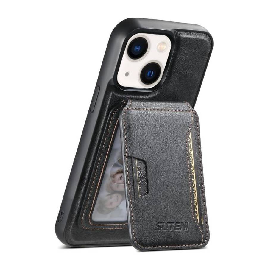 Suteni M3 Card Bag MagSafe Cowhide Texture Leather Phone Case, For iPhone 14, For iPhone 14 Pro, ...
