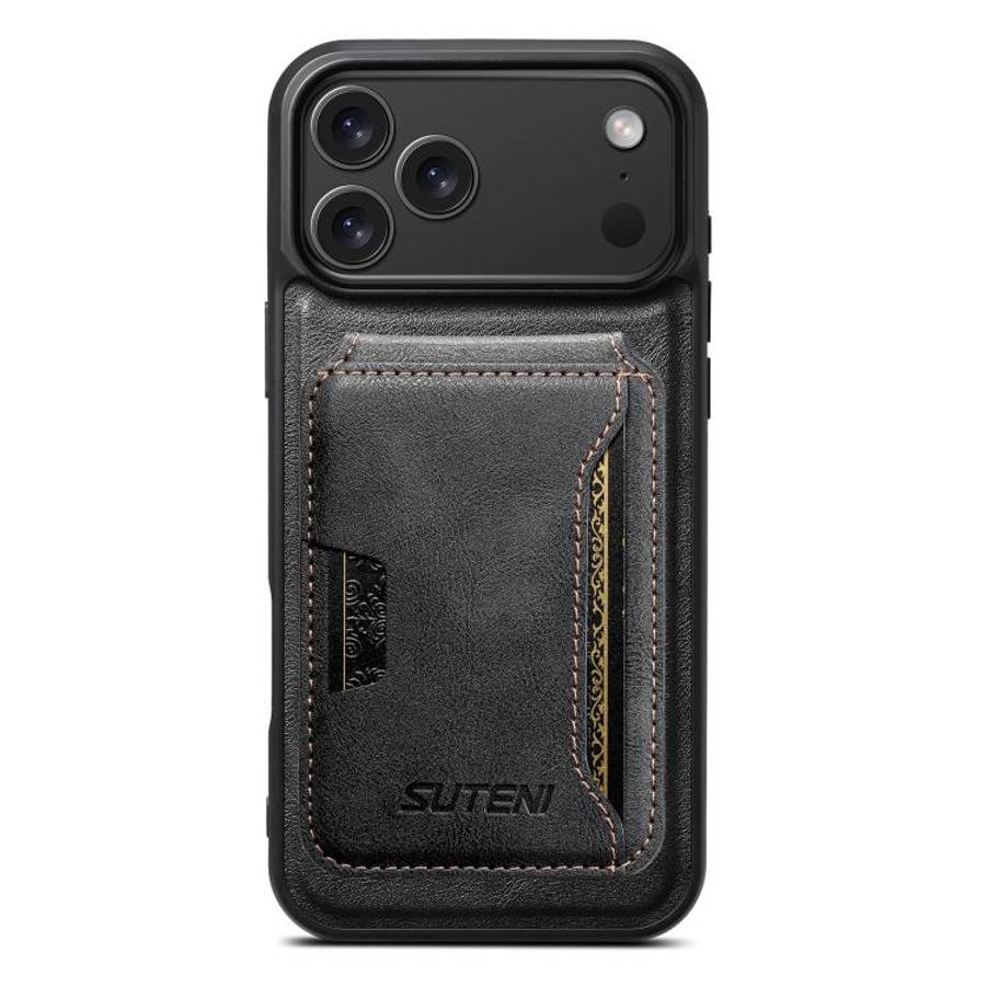 Suteni M3 Card Bag MagSafe Cowhide Texture Leather Phone Case, For iPhone 18, For iPhone 18 Pro, ...