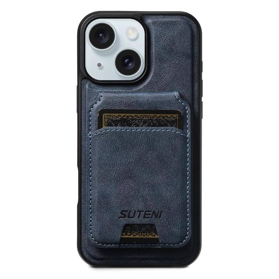 Suteni M5 Magnetic Card Bag MagSafe Cowhide Texture Leather Phone Case, For iPhone 18, For iPhone...