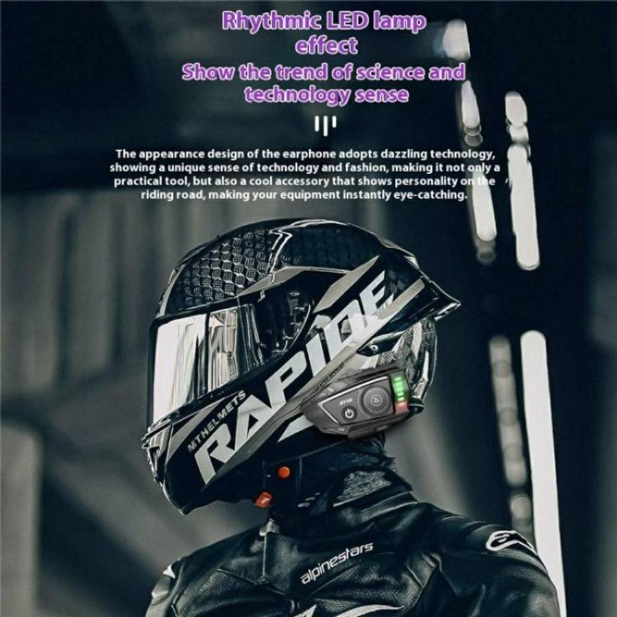 BT56 Rhythm Light Effects Motorcycle Helmet Headphone Bluetooth-Compatible Music Headset, BT56