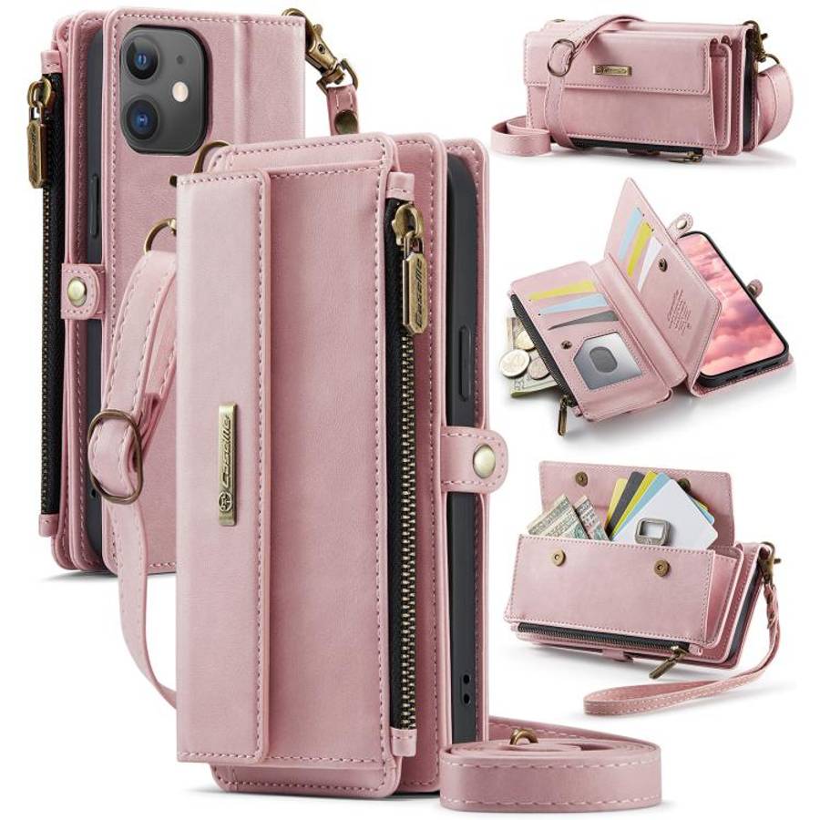 CaseMe C39 RFID Blocking Zipper Wallet Leather Phone Case with Crossbody Strap, For iPhone 13 Pro...