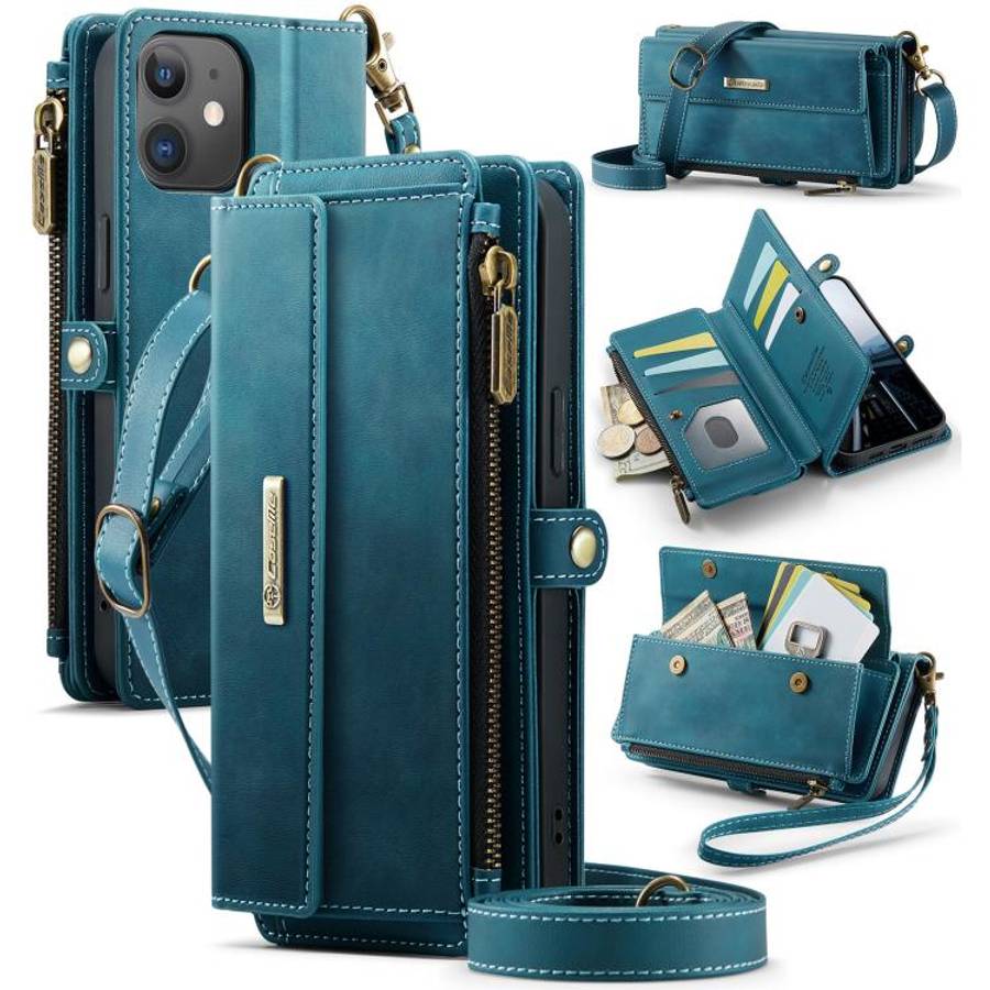 CaseMe C39 RFID Blocking Zipper Wallet Leather Phone Case with Crossbody Strap, For iPhone 13 Pro...