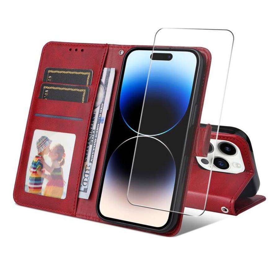 ENKAY Card Wallet Calf Texture Leather Phone Case with Thickened Glue No White Edge Film, For iPh...