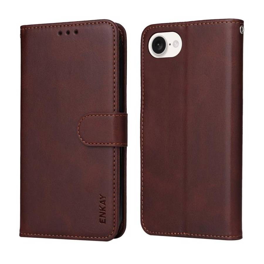 ENKAY Card Wallet Calf Texture Leather Phone Case with Thickened Glue No White Edge Film, For iPh...