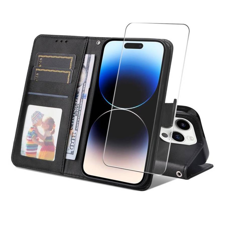 ENKAY Card Wallet Calf Texture Leather Phone Case with Thickened Glue No White Edge Film, For iPh...