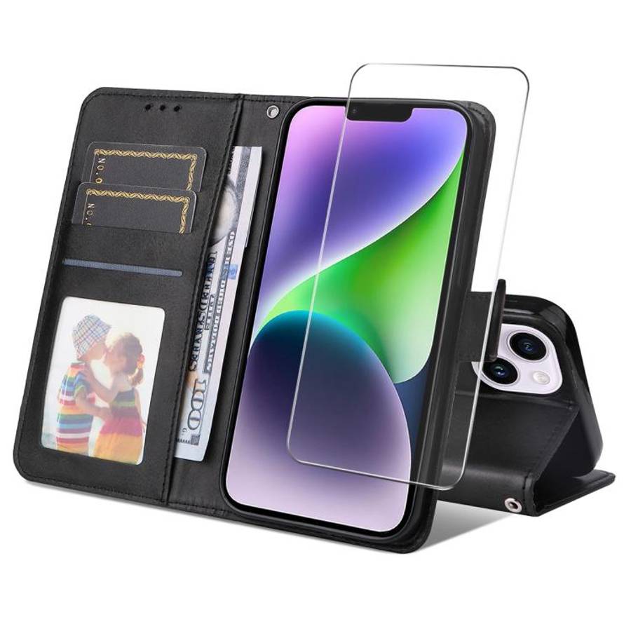 ENKAY Card Wallet Calf Texture Leather Phone Case with Thickened Glue No White Edge Film, For iPh...