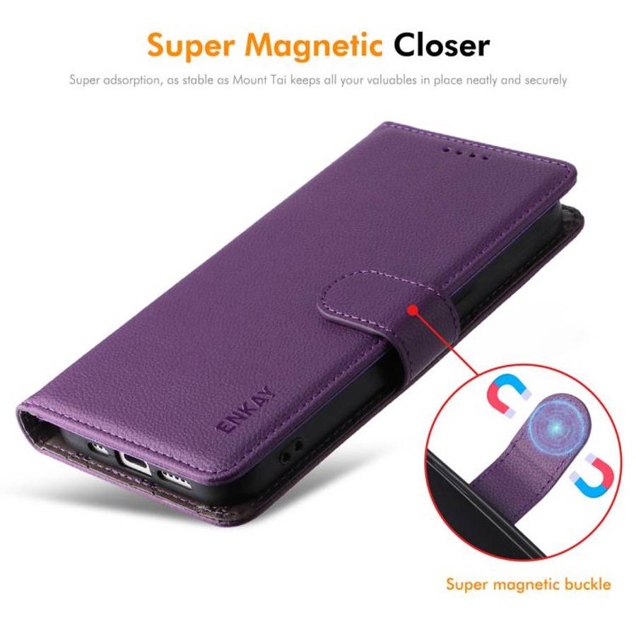ENKAY RFID Blocking Wallet Kickstand Litchi Texture Leather Phone Case, For iPhone 18 Pro / 17 Pr...