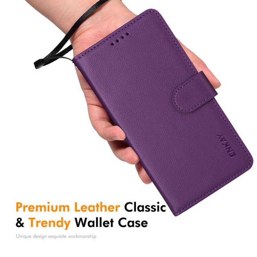 ENKAY RFID Blocking Wallet Kickstand Litchi Texture Leather Phone Case, For iPhone 18 Pro / 17 Pr...