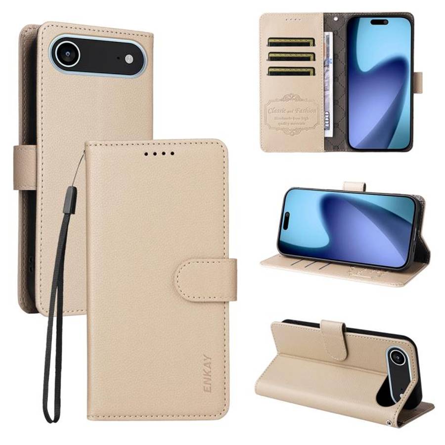 ENKAY RFID Blocking Wallet Kickstand Litchi Texture Leather Phone Case, For iPhone 18 Pro / 17 Pr...