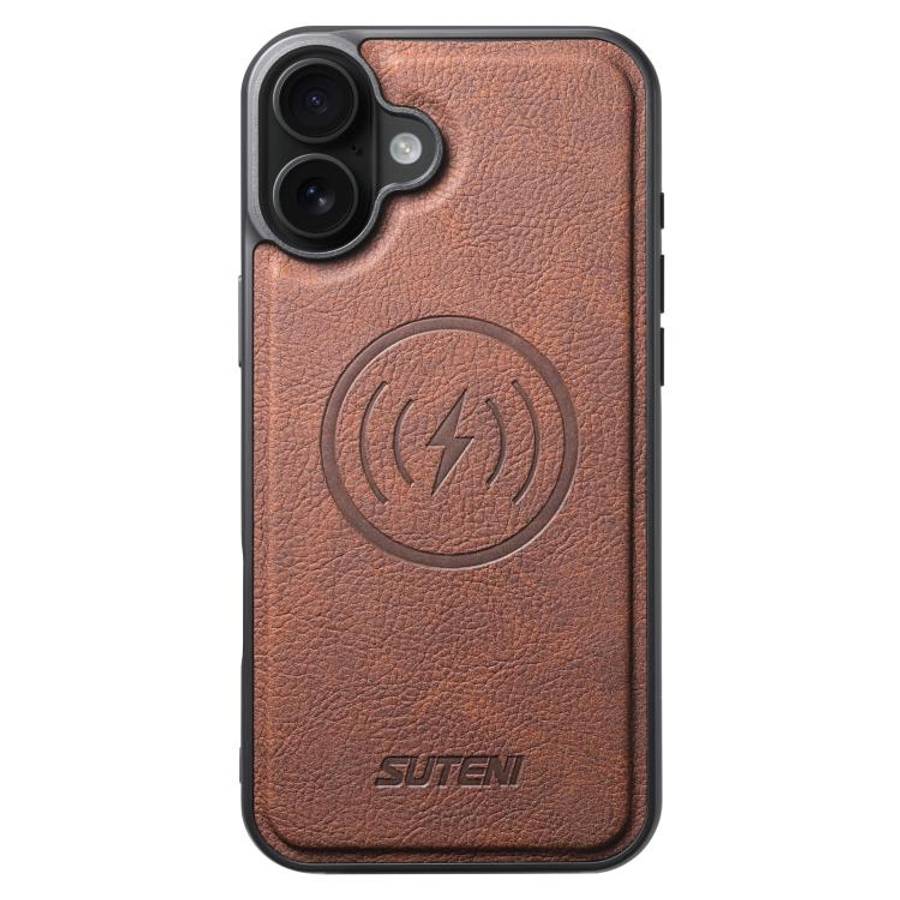 Suteni G5 Litchi Leather Magnetic MagSafe Phone Case, For iPhone 18, For iPhone 18 Pro, For iPhon...