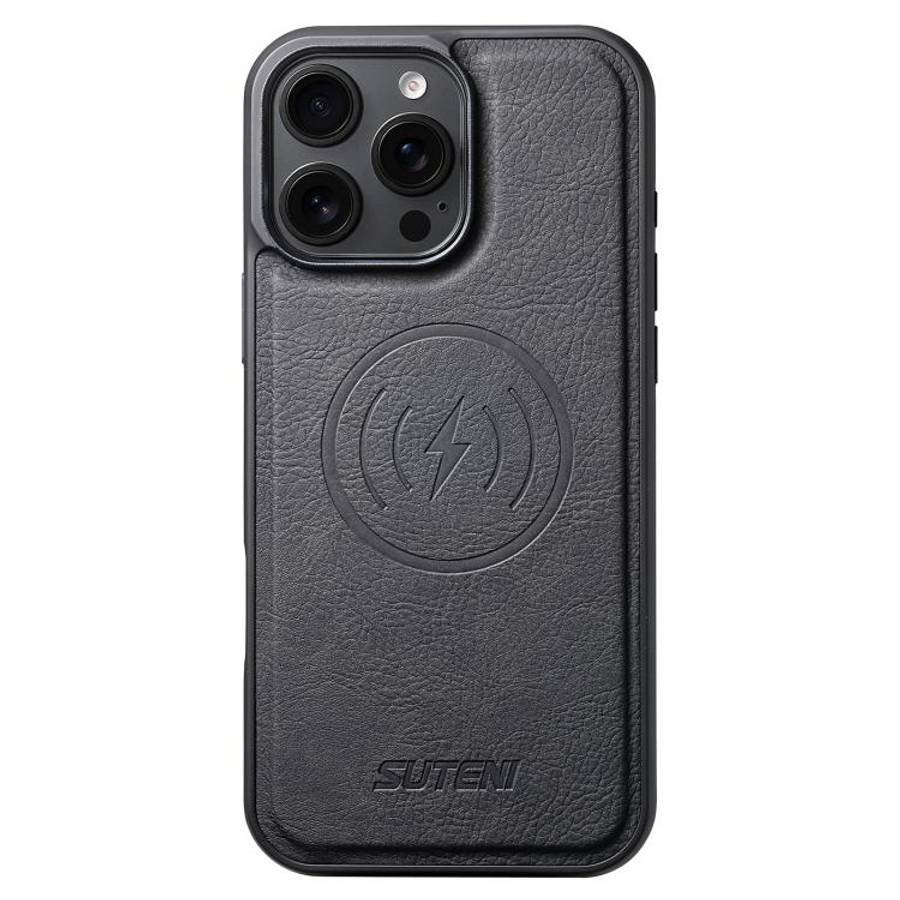 Suteni G5 Litchi Leather Magnetic MagSafe Phone Case, For iPhone 18, For iPhone 18 Pro, For iPhon...