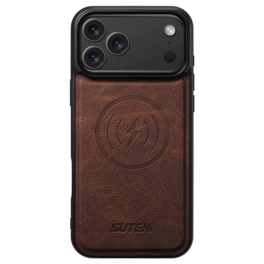 Suteni G5 Litchi Leather Magnetic MagSafe Phone Case, For iPhone 18, For iPhone 18 Pro, For iPhon...