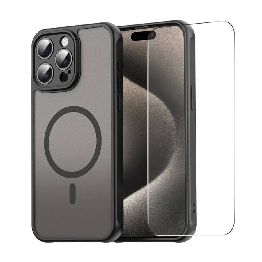 ENKAY Hat-Prince MagSafe Matte Translucent Shockproof Phone Case with Large Arc Edge Film, For iP...