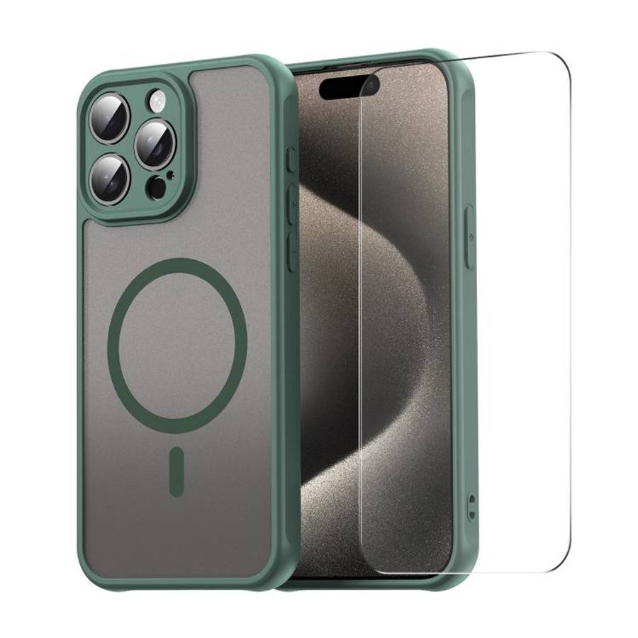 ENKAY Hat-Prince MagSafe Matte Translucent Shockproof Phone Case with Large Arc Edge Film, For iP...