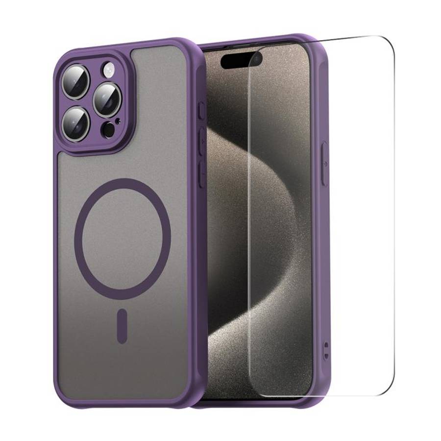 ENKAY Hat-Prince MagSafe Matte Translucent Shockproof Phone Case with Large Arc Edge Film, For iP...