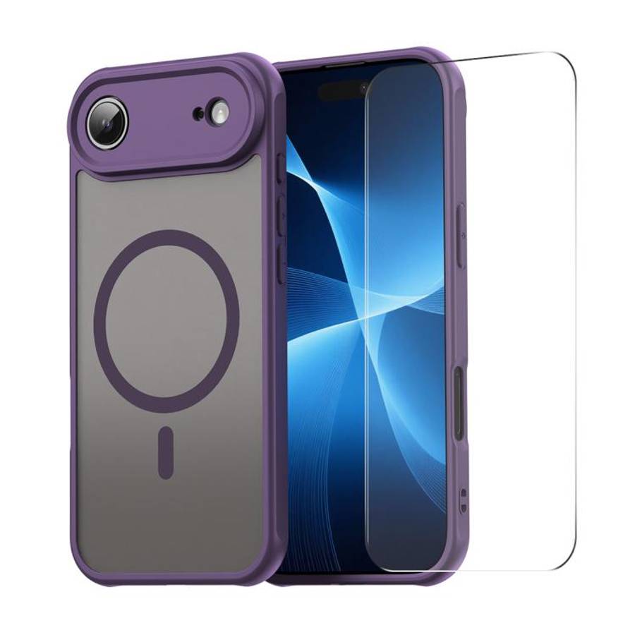 ENKAY Hat-Prince MagSafe Matte Translucent Shockproof Phone Case with Large Arc Edge Film, For iP...