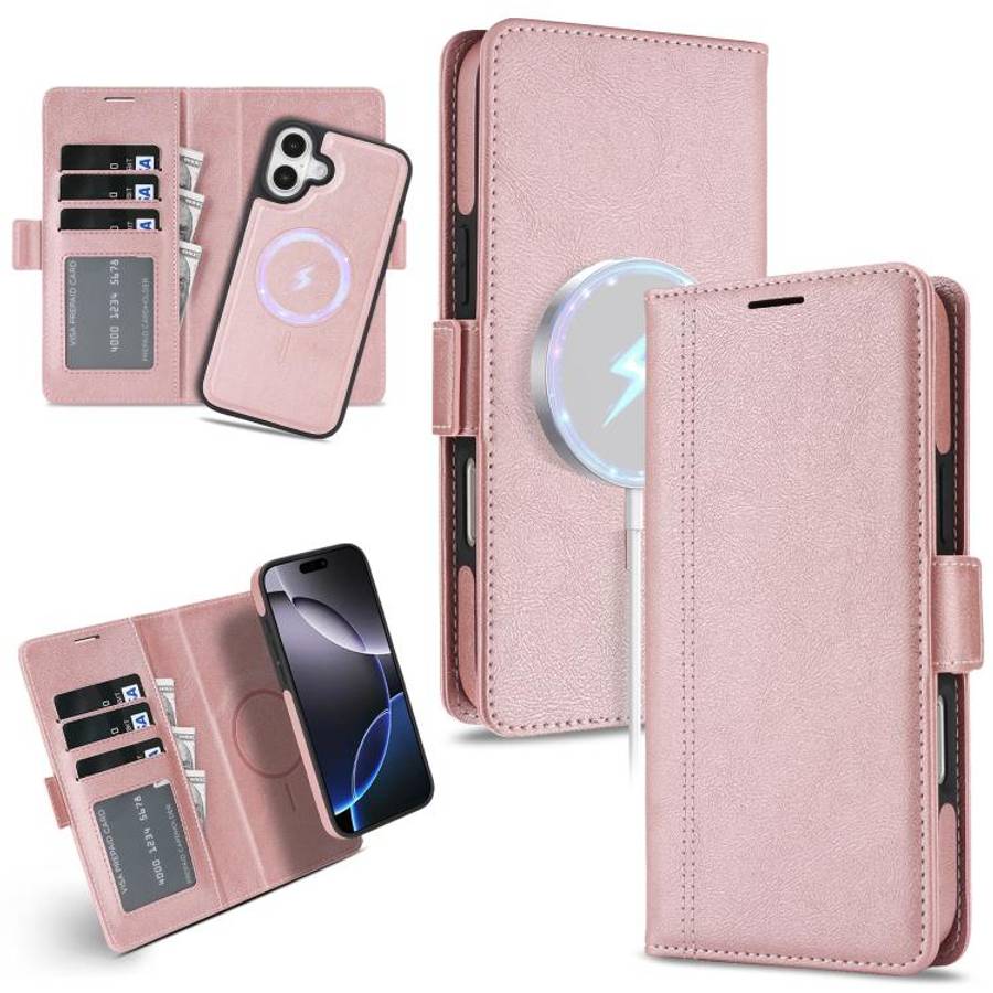 Kalebol Strong Magnetic MagSafe Ring 2 In 1 Split Leather Phone Case, For iPhone 17e / 16e, For i...