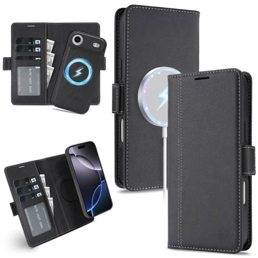 Kalebol Strong Magnetic MagSafe Ring 2 In 1 Split Leather Phone Case, For iPhone 17e / 16e, For i...