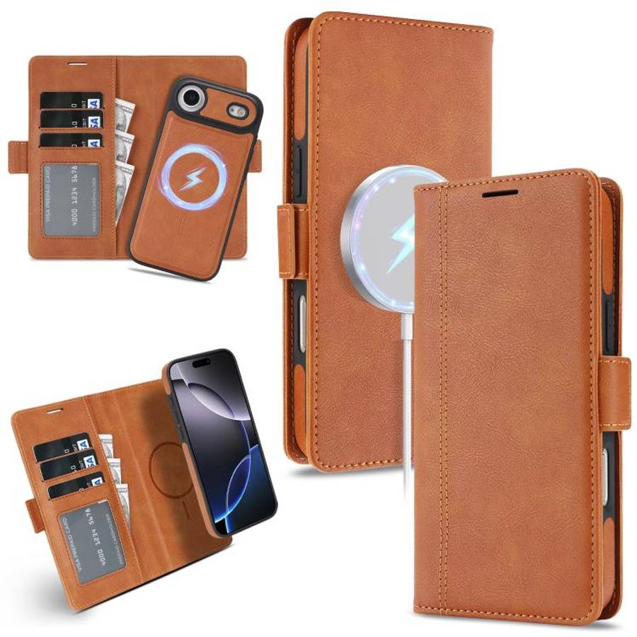 Kalebol Strong Magnetic MagSafe Ring 2 In 1 Split Leather Phone Case, For iPhone 17e / 16e, For i...